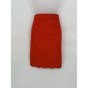 J. Crew Skirt Womens 4 Orange Pencil‎ Scalloped Hem 100% Cotton